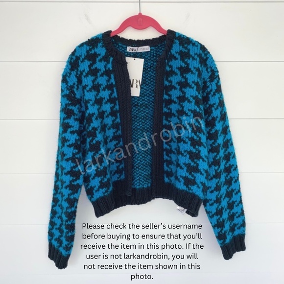 NEW Zara Houndstooth Cardigan Small - Picture 12 of 15